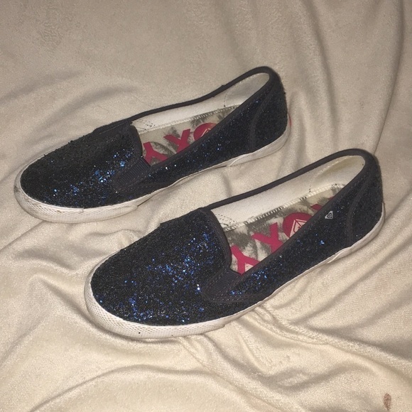 Roxy ROYAL BLUE GLITTERY SLIP ONS - Picture 1 of 8